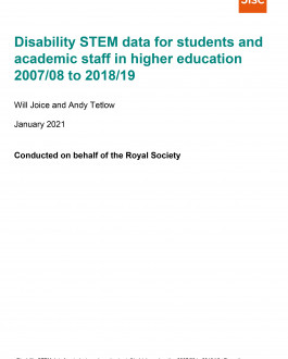 Disability STEM data for students and  academic staff in higher education  2007/08 to 2018/19