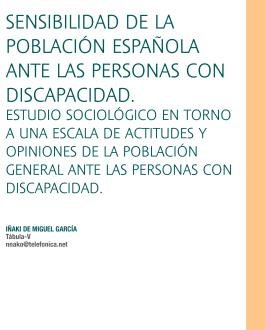 Portada Sensibilidad de la población española ante las personas con discapacidad