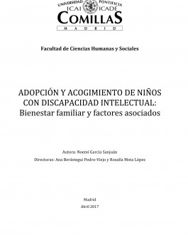 Portada Adopción y acogimiento de niños con discapacidad intelectual: bienestar familiar y factores asociados