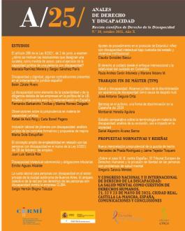 Portada Anales de Derecho y Discapacidad, 2025. Volumen X