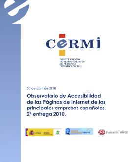 Portada Observatorio de accesibilidad de las páginas de Internet de las principales empresas españolas. 2ª entrega 2010