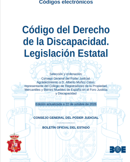 Portada Código del Derecho de la Discapacidad. Legislación Estatal. Edición actualizada a 22 de octubre de 2026