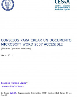 Portada Consejos para crear un documento Microsoft Word 2007 accesible