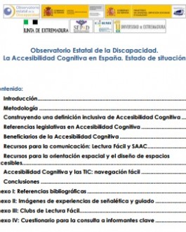 Portada del informe Observatorio Estatal de la Discapacidad. La Accesibilidad Cognitiva en España. Estado de situación