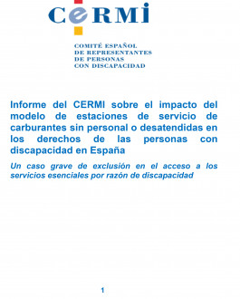 Informe del CERMI sobre el impacto del modelo de estaciones de servicio de carburantes sin personal o desatendidas en los derechos de las personas con discapacidad en España