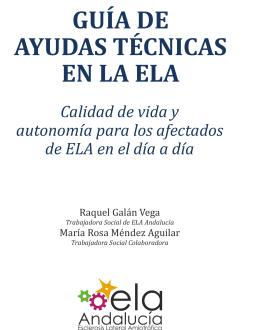 Portada Guía de ayudas técnicas en la ELA. Calidad de vida y autonomía para los afectados de ELA en el día a día