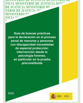 Portada Guía de buenas prácticas para la declaración en el proceso penal de menores y personas con discapacidad necesitadas de especial protección: intervención desde la  psicología forense, en particular en la prueba preconstituida 