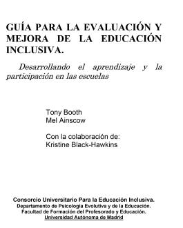 Portada Guía para la evaluación y mejora de la educación inclusiva. Desarrollando el aprendizaje y la participación en las escuelas