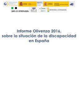 Portada del Libro Informe Olivenza 2016, sobre la situación de la discapacidad en España