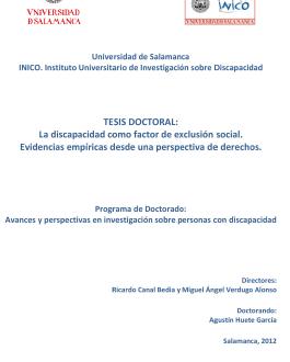 Portada La discapacidad como factor de exclusión social. Evidencias empíricas desde una perspectiva de derechos