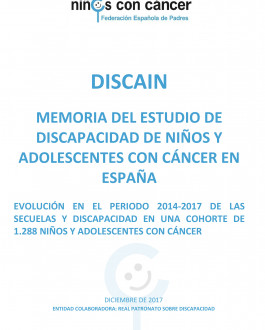 Portada Memoria del estudio de discapacidad de niños y adolescentes con cáncer en España