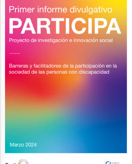 Portada Primer informe divulgativo. Participa: proyecto de investigación e innovación social. Barreras y facilitadores de la participación en la sociedad de las personas con discapacidad