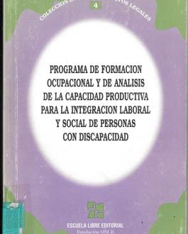 Portada Programa de formación ocupacional y de análisis de la capacidad productiva para la integración laboral y social de personas con discapacidad