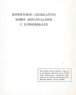 Portada Repertorio legislativo sobre minusválidos y subnormales