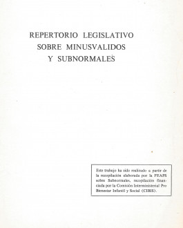 Portada Repertorio legislativo sobre minusválidos y subnormales