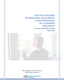 Cubierta Guía de actuaciones en psiquiatría, salud mental y apoyo emocional en la pandemia por COVID 19