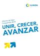 Cubierta ILUNION: Informe de valor compartido 2014. UNIR, CRECER, AVANZAR 